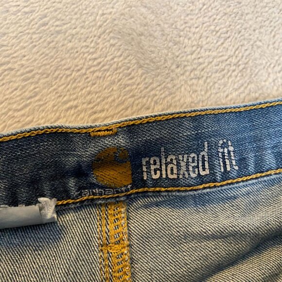 Carhartt Mens Carpenter Jeans 42x24 Relaxed Fit Denim Blue Cotton Blend Workwear - Picture 10 of 16